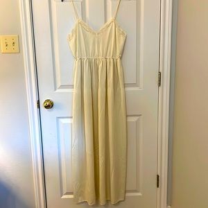 Vintage Nightgown Long Lace Off White Ivory Silky Spaghetti Strap Sexy S M
